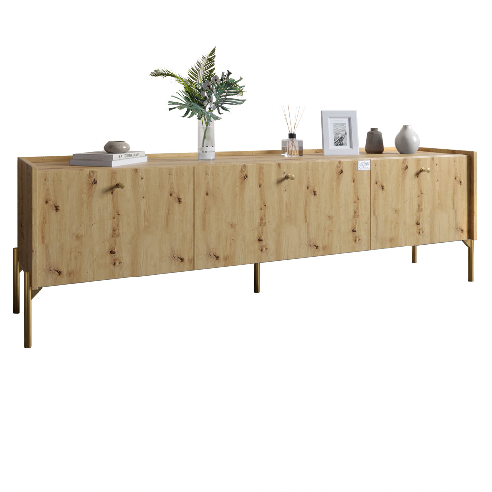 Тумба под телевизор на 3 ящика LION Wood с золотыми ножками 160х65х40 см Дуб Артизан (LION-042992)
