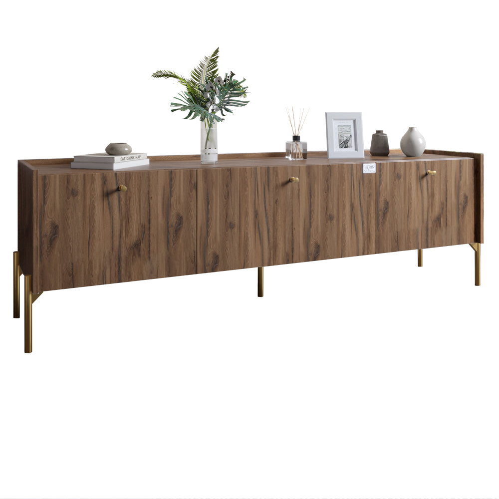Тумба под телевизор на 3 ящика LION Wood с золотыми ножками 160х65х40 см Дуб Ливорно (LION-042993)