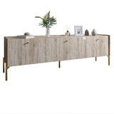 Тумба под телевизор на 3 ящика LION Wood с золотыми ножками 160х65х40 см Дуб Сонома (LION-042994)