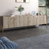 Тумба под телевизор на 3 ящика LION Wood с золотыми ножками 160х65х40 см Дуб Сонома Трюфель (LION-042995)