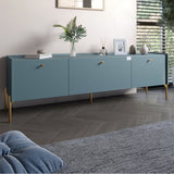 Тумба под телевизор на 3 ящика LION Wood с золотыми ножками 180х50х40 см Гранит серый (LION-042990)