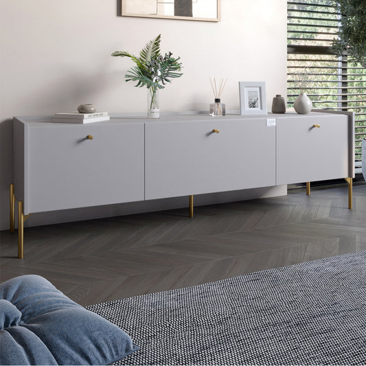 Тумба под телевизор на 3 ящика LION Wood с золотыми ножками 160х65х40 см Кашемир (LION-042996)