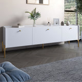 Тумба под телевизор на 3 ящика LION Wood с золотыми ножками 160х65х40 см Нимфея Альба (белый) (LION-042997)