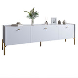 Тумба под телевизор на 3 ящика LION Wood с золотыми ножками 160х65х40 см Нимфея Альба (белый) (LION-042997)