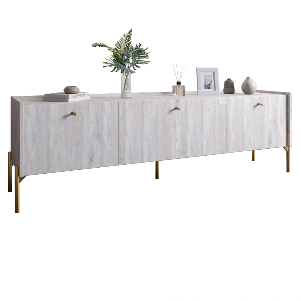 Тумба под телевизор на 3 ящика LION Wood с золотыми ножками 160х65х40 см Самоа Дымчатый (LION-042999)