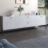 Тумба под телевизор с ящиками LION Wood с черными ножками 160х65х40 см Бетон style (LION-043123)