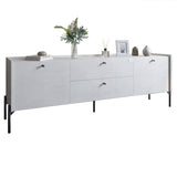 Тумба под телевизор с ящиками LION Wood с черными ножками 160х65х40 см Бетон style (LION-043123)