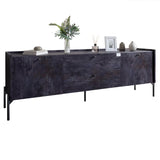 Тумба под телевизор с ящиками LION Wood с черными ножками 160х65х40 см Бетон темный (LION-043124)