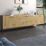 Тумба под телевизор с ящиками LION Wood с черными ножками 160х65х40 см Дуб Артизан (LION-043127)