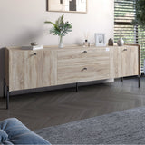 Тумба под телевизор с ящиками LION Wood с черными ножками 160х65х40 см Дуб Сонома (LION-043129)