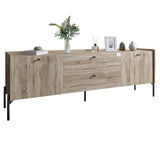 Тумба под телевизор с ящиками LION Wood с черными ножками 160х65х40 см Дуб Сонома Трюфель (LION-043130)