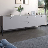 Тумба под телевизор с ящиками LION Wood с черными ножками 160х65х40 см Кашемир (LION-043131)