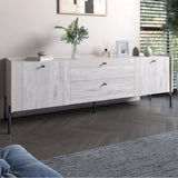 Тумба под телевизор с ящиками LION Wood с черными ножками 160х65х40 см Самоа Дымчатый (LION-043134)