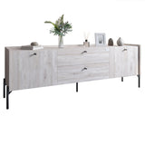 Тумба под телевизор с ящиками LION Wood с черными ножками 160х65х40 см Самоа Дымчатый (LION-043134)