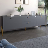 Тумба под телевизор с ящиками LION Wood с золотыми ножками 160х65х40 см Антрацит (LION-043106)