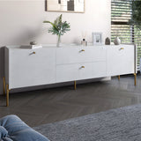 Тумба под телевизор с ящиками LION Wood с золотыми ножками 160х65х40 см. Бетон style (LION-043109)