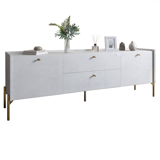 Тумба под телевизор с ящиками LION Wood с золотыми ножками 160х65х40 см. Бетон style (LION-043109)