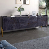 Тумба под телевизор с ящиками LION Wood с золотыми ножками 160х65х40 см Бетон темный (LION-043110)