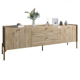 Тумба под телевизор с ящиками LION Wood с золотыми ножками 160х65х40 см Дуб Аппалачи (LION-043112)