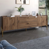 Тумба под телевизор с ящиками LION Wood с золотыми ножками 160х65х40 см Дуб Ливорно (LION-043114)