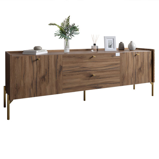 Тумба под телевизор с ящиками LION Wood с золотыми ножками 160х65х40 см Дуб Ливорно (LION-043114)