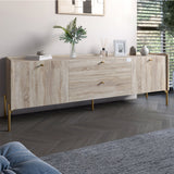 Тумба под телевизор с ящиками LION Wood с золотыми ножками 160х65х40 см Дуб Сонома (LION-043115)