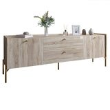 Тумба под телевизор с ящиками LION Wood с золотыми ножками 160х65х40 см Дуб Сонома (LION-043115)