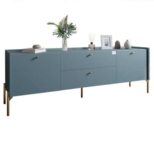 Тумба под телевизор с ящиками LION Wood с золотыми ножками 160х65х40 см Гранит серый (LION-043111)