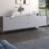 Тумба под телевизор с ящиками LION Wood с золотыми ножками 160х65х40 см Кашемир (LION-043117)