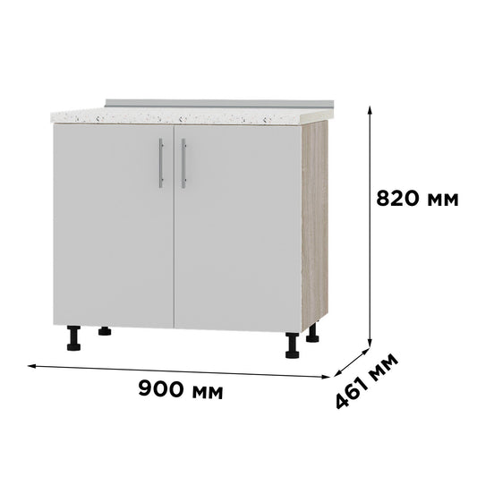 Кухонный модуль под мойку Оптима Низ Н84-900 Дуб Сонома/Нимфея Альба (Белый) (без столешницы) 900х461х820 мм (DTM-072179)