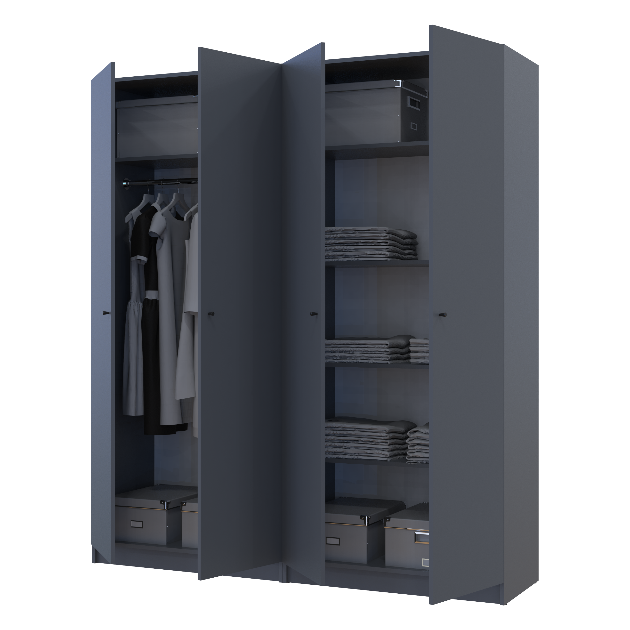 Комплект шкафов для одежды с полками Doros Промо (2 шт.) 180х48х204 см Графит (DRS-011463)