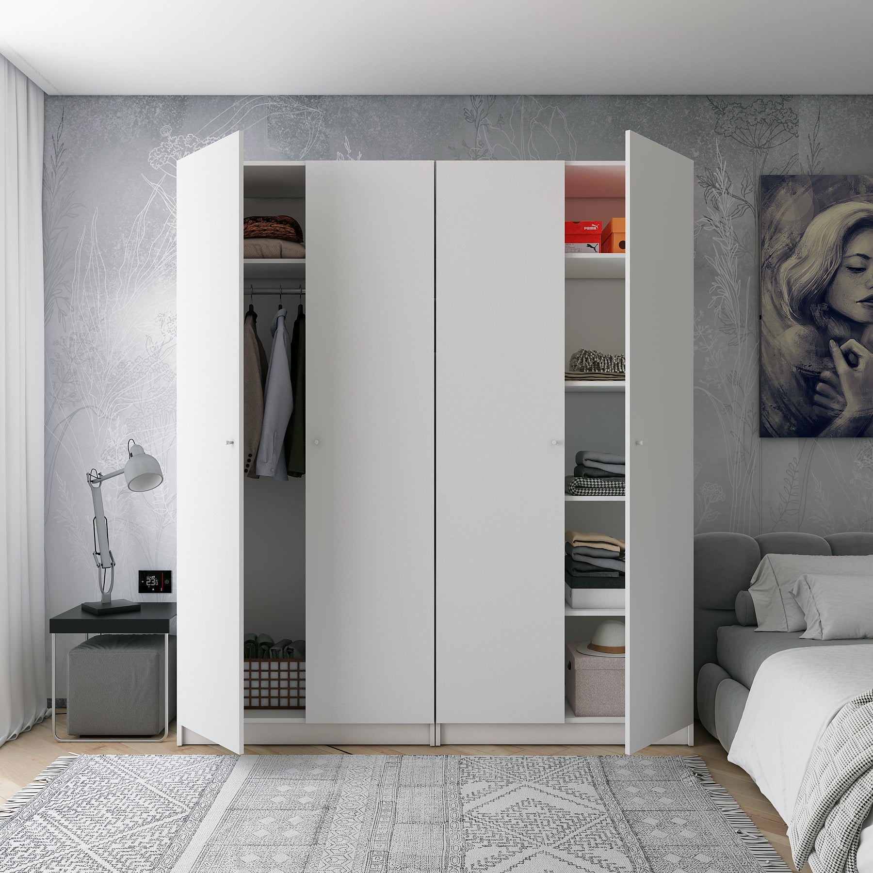 Комплект шкафов для одежды с полками Doros Промо (2 шт.) 180х48х204 см Белый (DRS-011464)