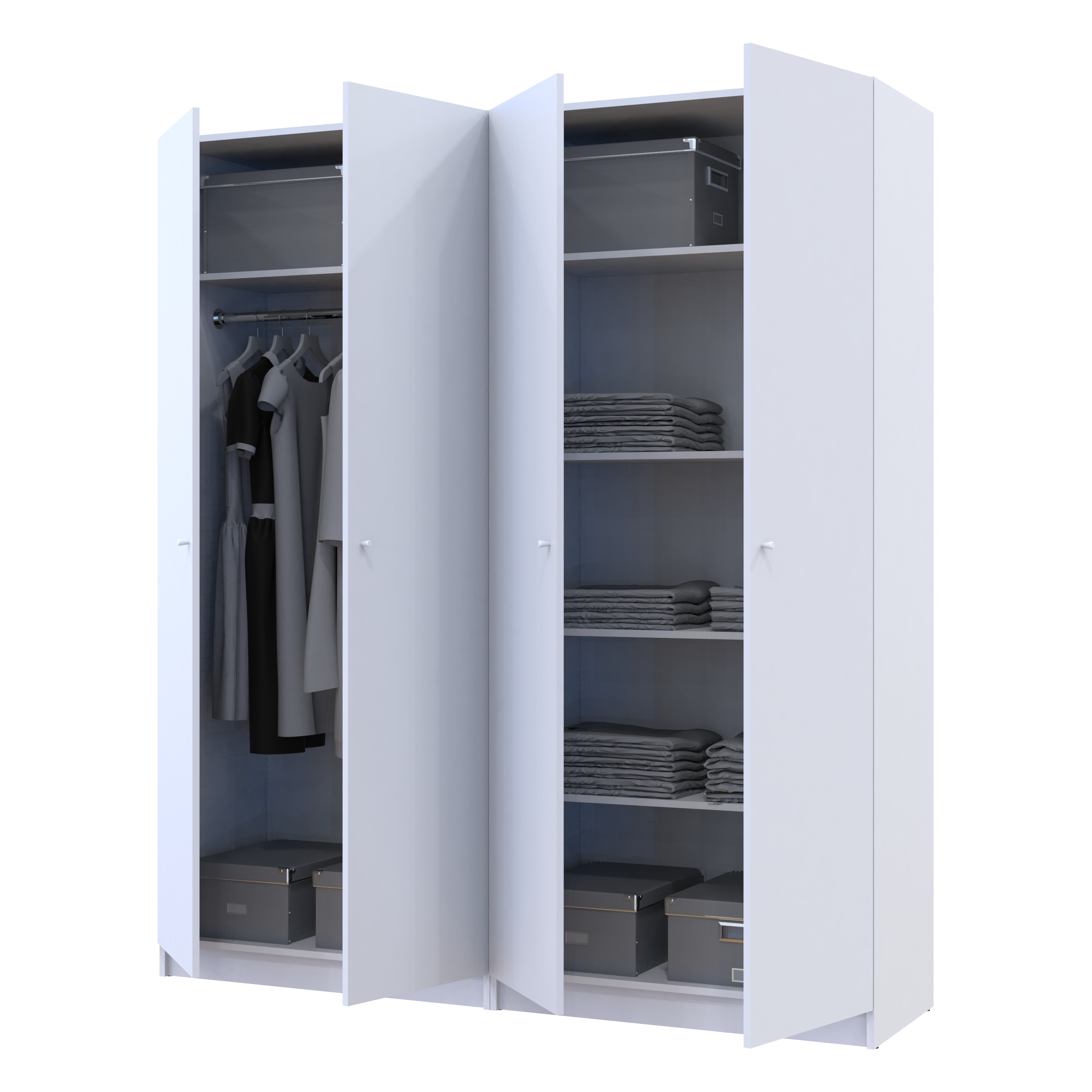 Комплект шкафов для одежды с полками Doros Промо (2 шт.) 180х48х204 см Белый (DRS-011464)