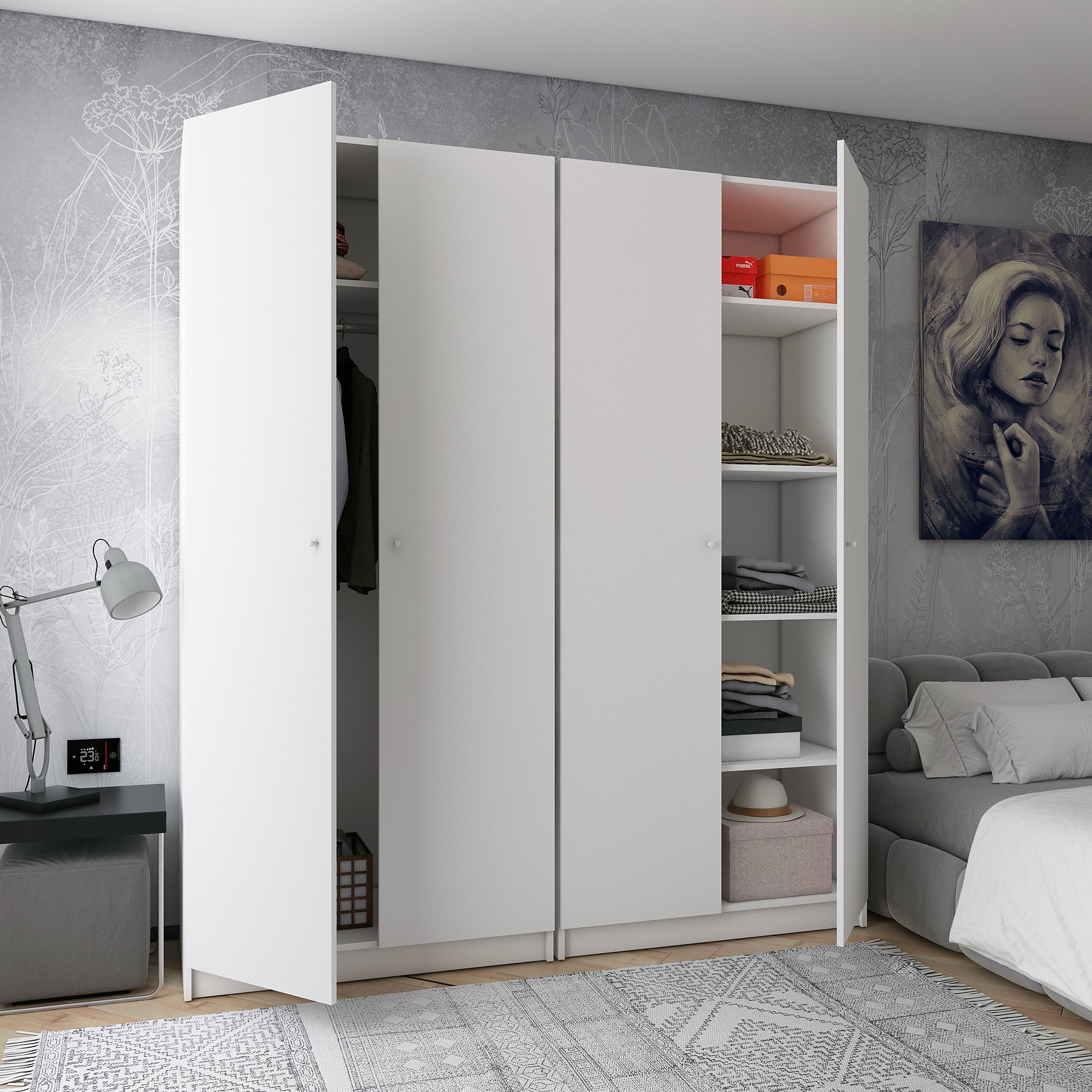 Комплект шкафов для одежды с полками Doros Промо (2 шт.) 180х48х204 см Белый (DRS-011464)