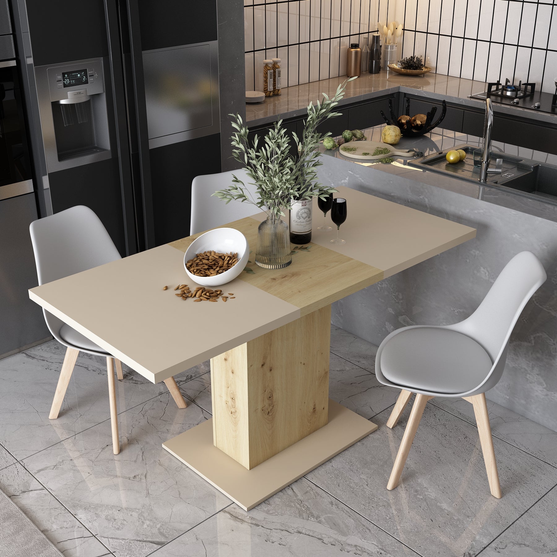 Стол в кухню Doros Бостон 150х70х79 см Кашемир/Дуб артизан (DRS-011468)