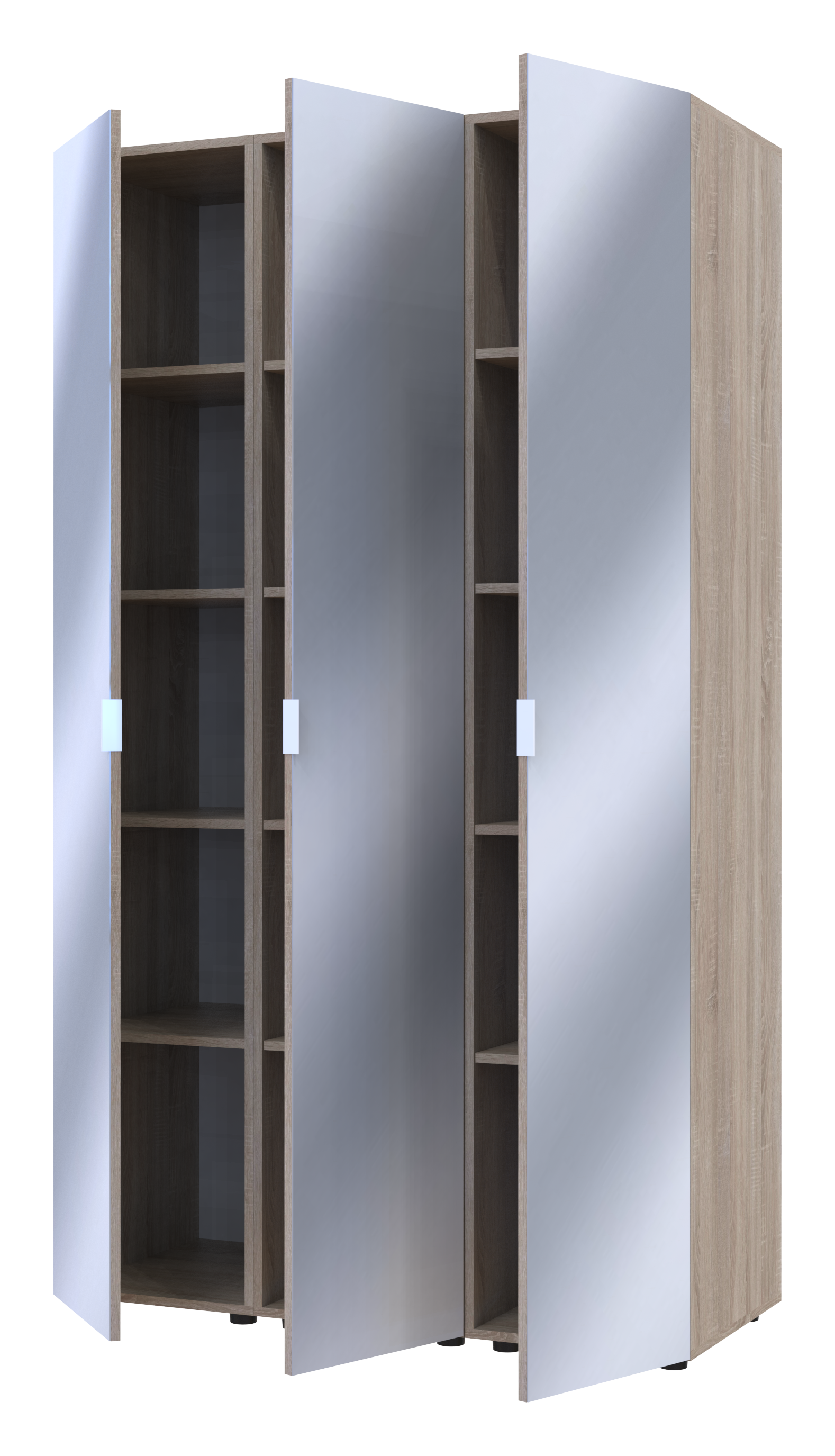 Комплект пеналов для одежды Doros Гелар (3 шт.) 117х49,5х203,4 см 3 Зеркала/Дуб сонома (DRS-011128)