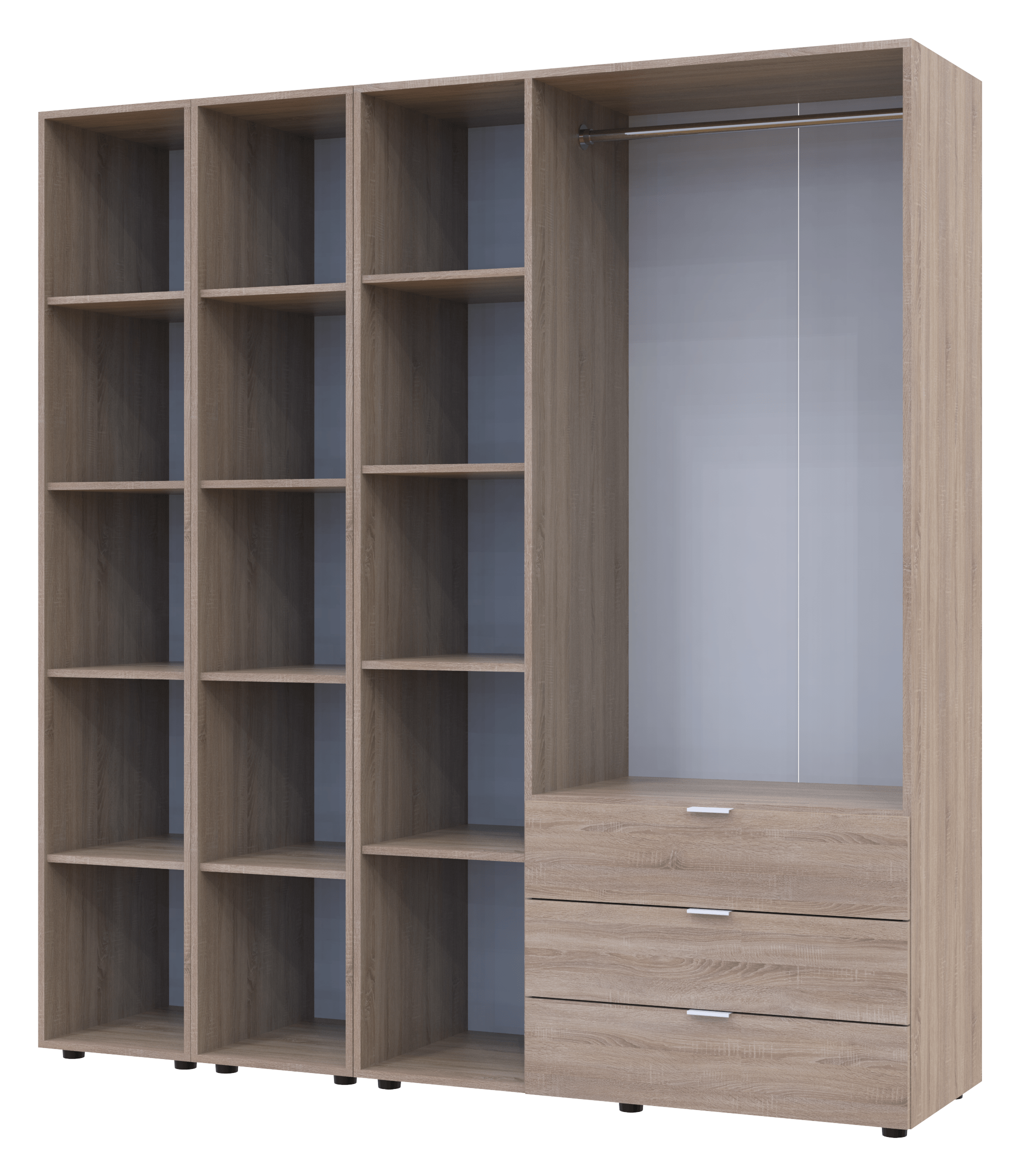 Комплект шкафов для одежды Doros Гелар (3 шт.) 192,6х49,5х203,4 см Дуб сонома (DRS-011150)