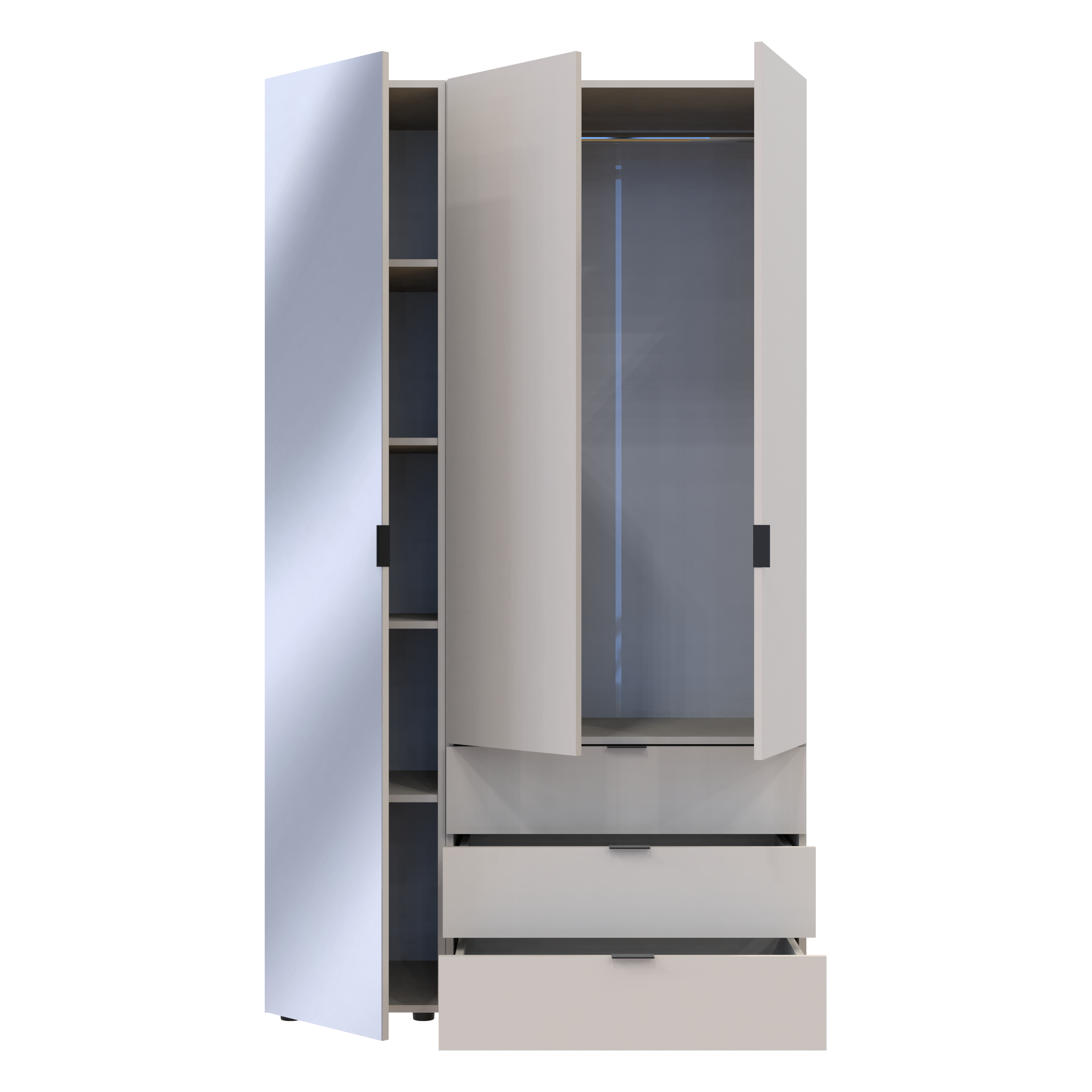 Комплект шкафов для одежды Doros Гелар (2 шт.) 116,5х49,5х203,4 см Зеркало/Кашемир (DRS-011258)