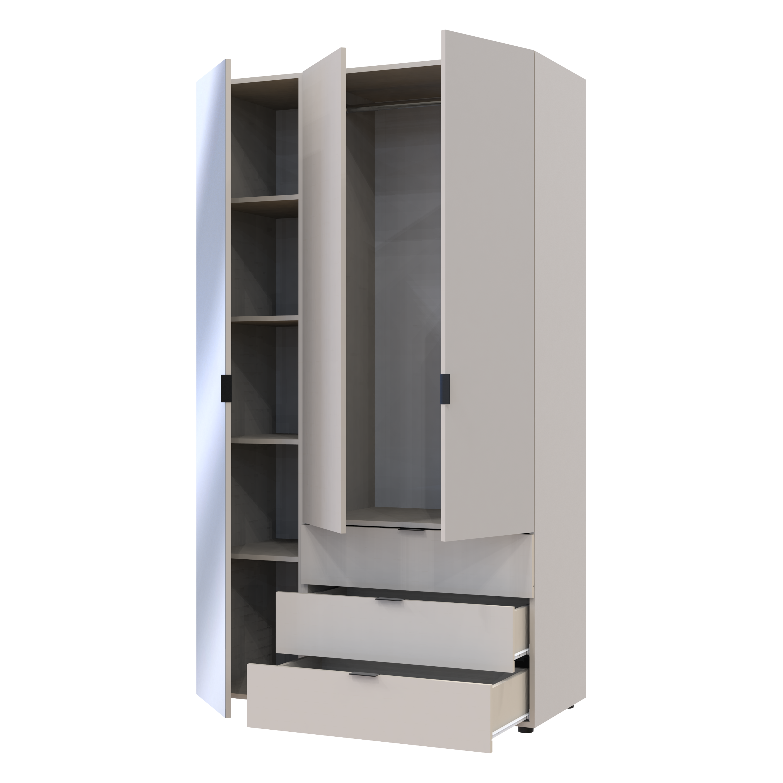 Комплект шкафов для одежды Doros Гелар (2 шт.) 116,5х49,5х203,4 см Зеркало/Кашемир (DRS-011258)