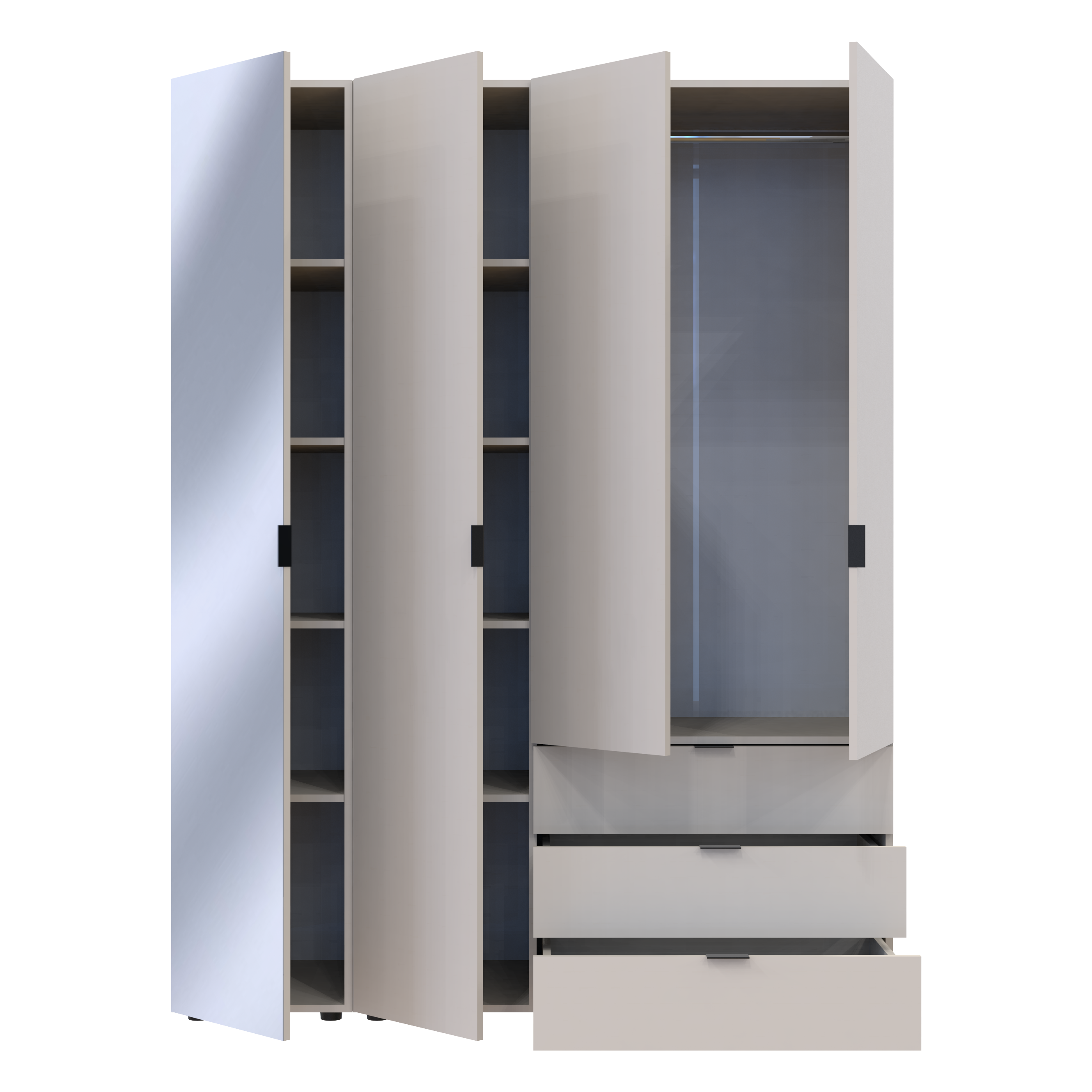 Комплект шкафов для одежды Doros Гелар (2 шт.) 155х49,5х203,4 см Зеркало/Кашемир (DRS-011259)