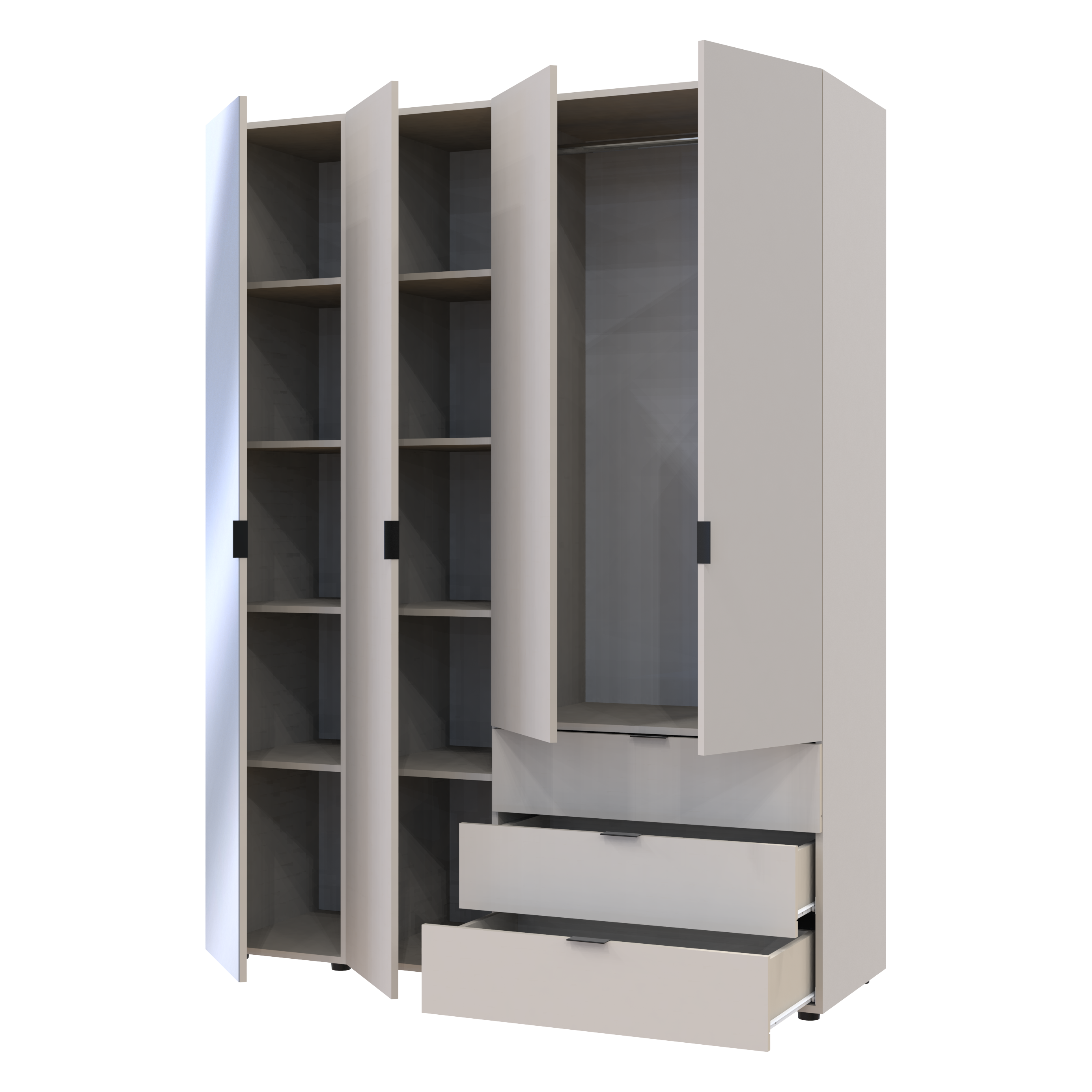 Комплект шкафов для одежды Doros Гелар (2 шт.) 155х49,5х203,4 см Зеркало/Кашемир (DRS-011259)