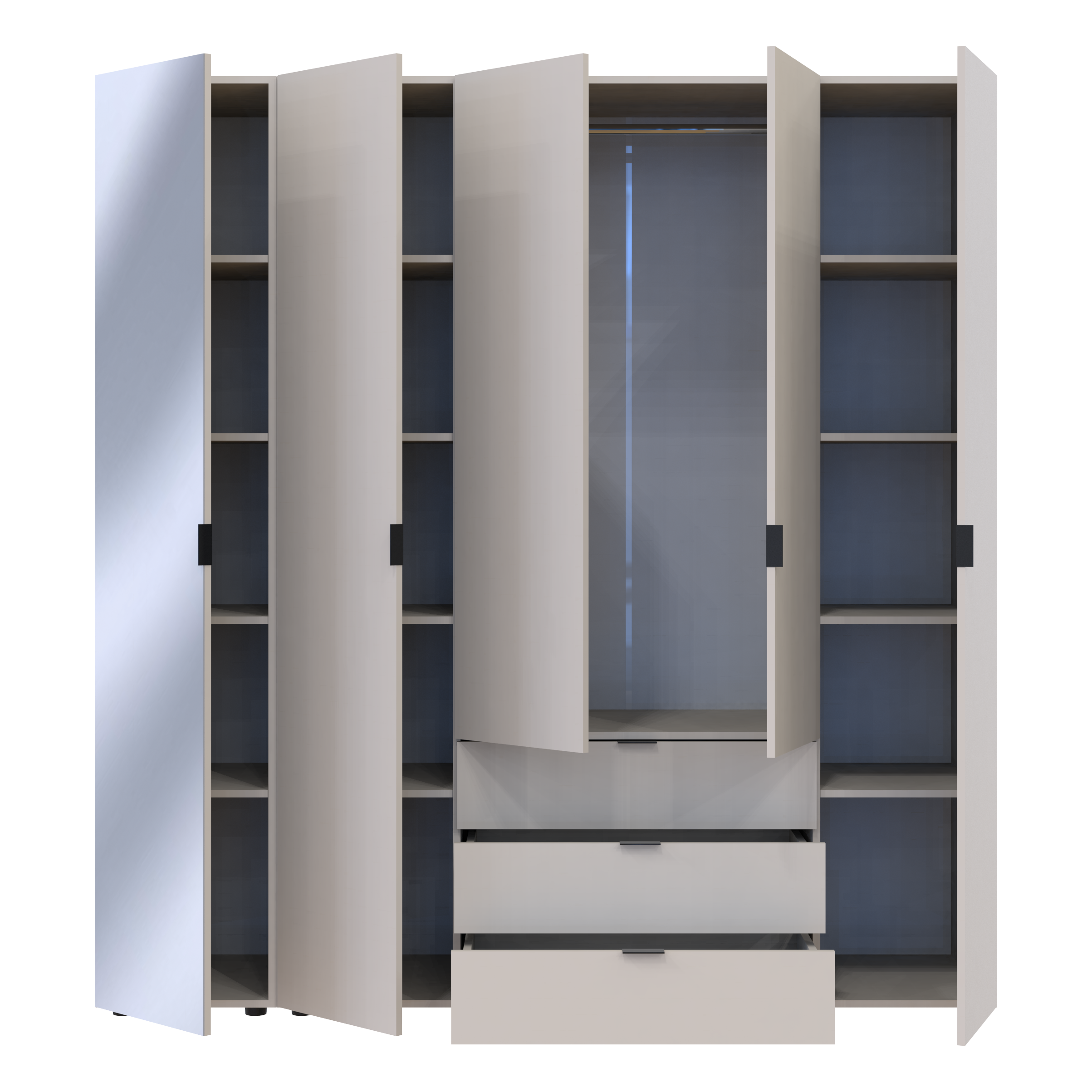 Комплект шкафов для одежды Doros Гелар (2 шт.) 194х49,5х203,4 см Зеркало/Кашемир (DRS-011260)