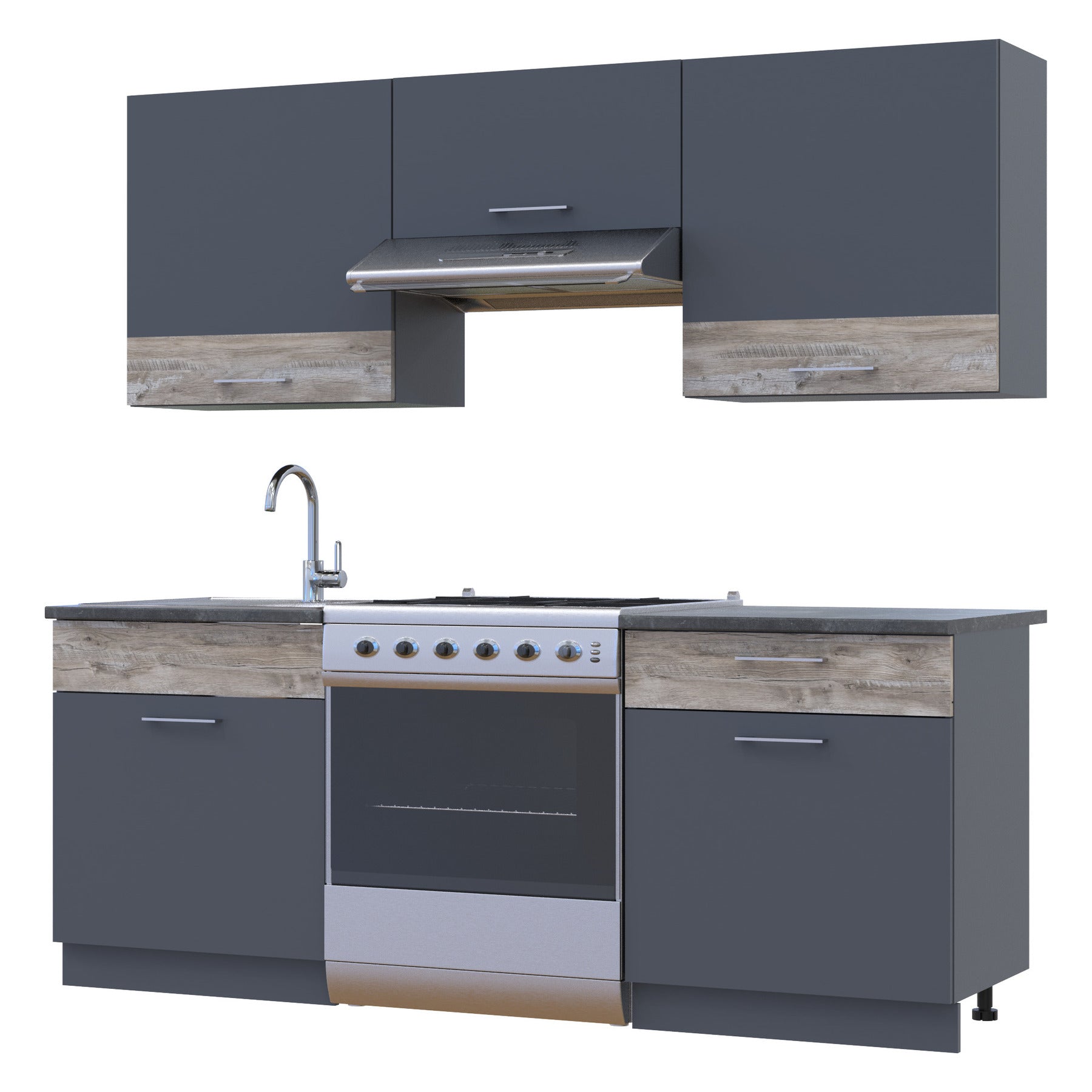 Кухня модульная Лея Doros 180х60х250 см Графит/Дуб клондайк (DRS-011382)