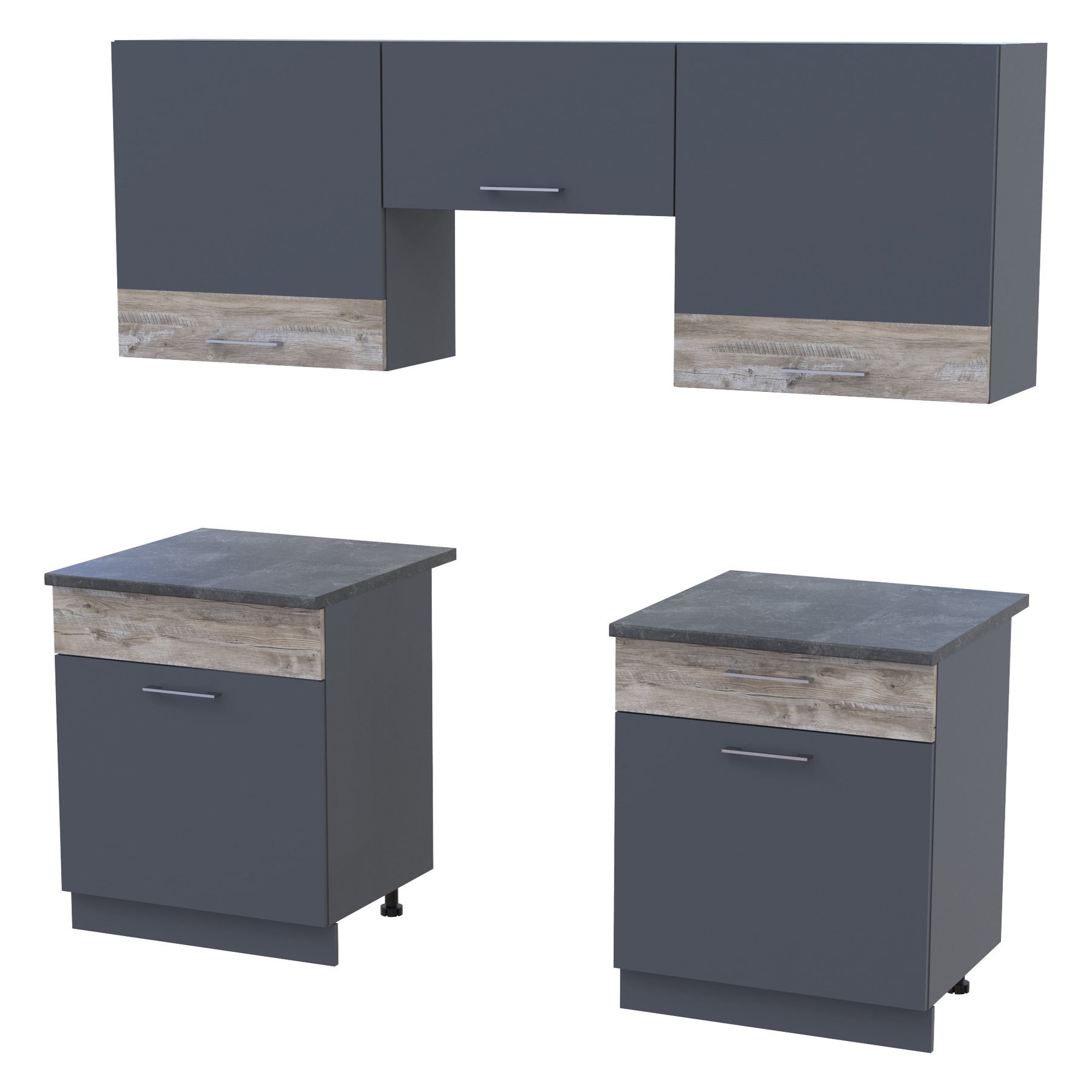 Кухня модульная Лея Doros 180х60х250 см Графит/Дуб клондайк (DRS-011382)