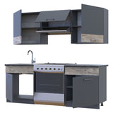 Кухня модульная Лея Doros 180х60х250 см Графит/Дуб клондайк (DRS-011382)