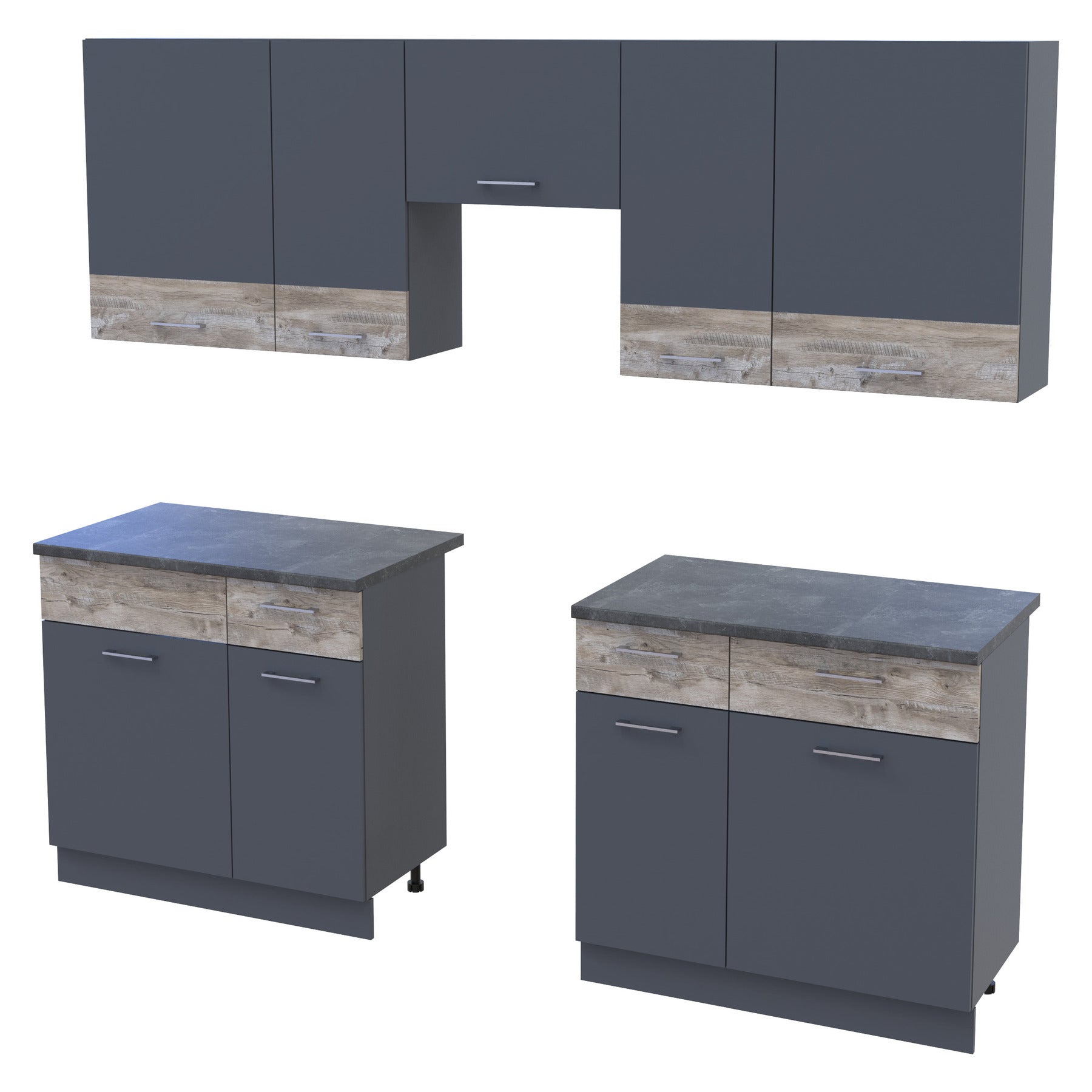 Кухня модульная Лея Doros 260х60х250 см Графит/Дуб клондайк (DRS-011379)