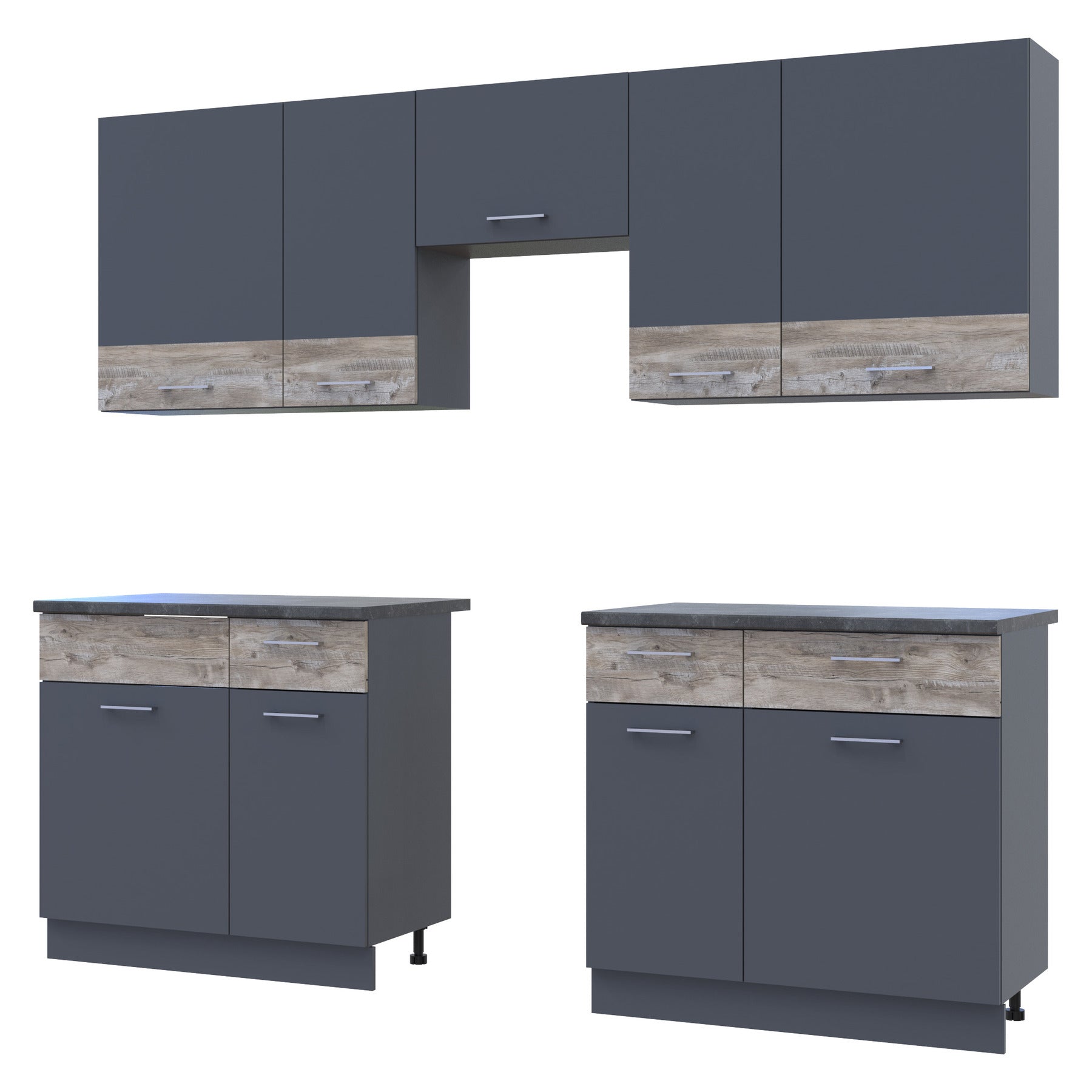 Кухня модульная Лея Doros 260х60х250 см Графит/Дуб клондайк (DRS-011379)