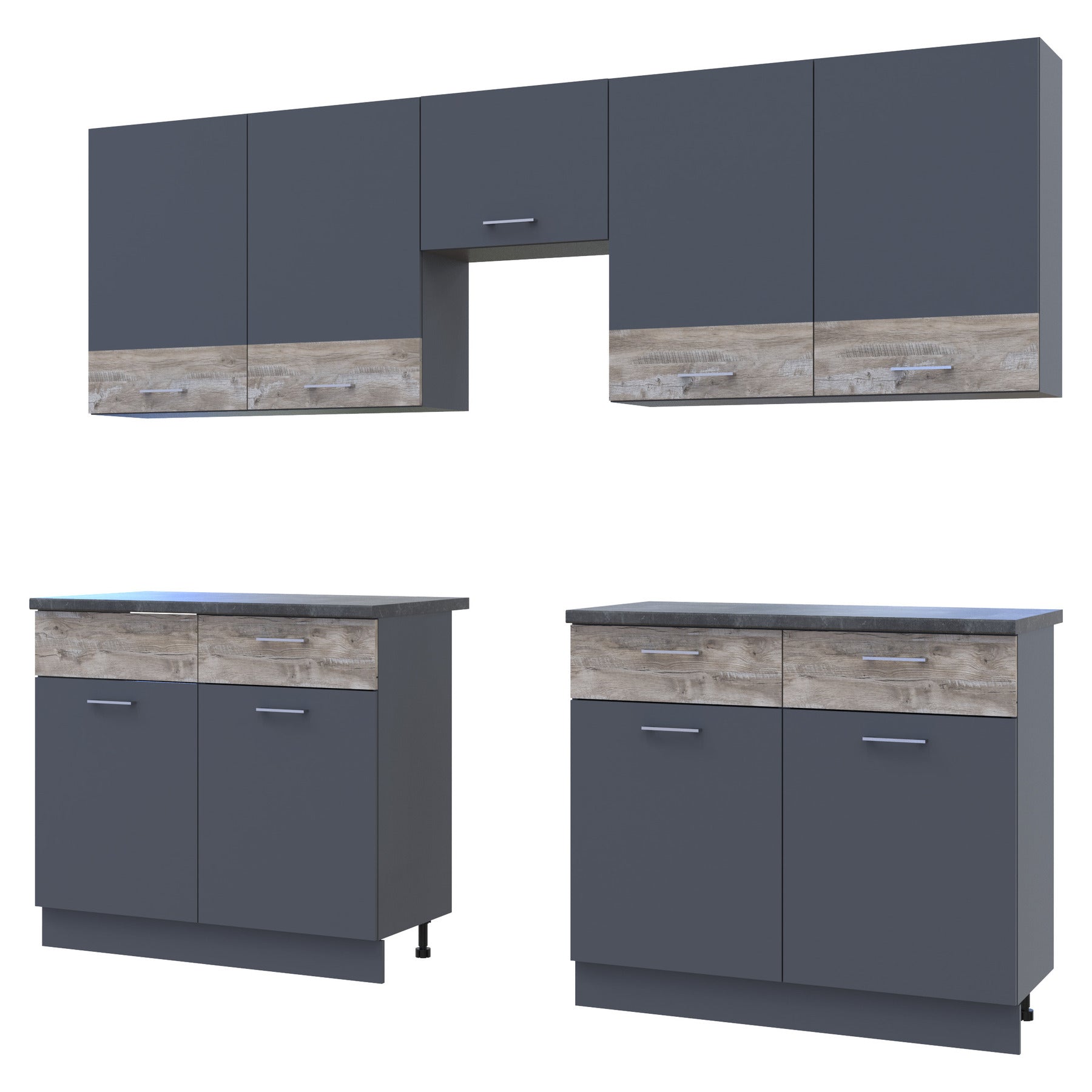 Кухня модульная Лея Doros 300х60х250 см Графит/Дуб клондайк (DRS-011377)