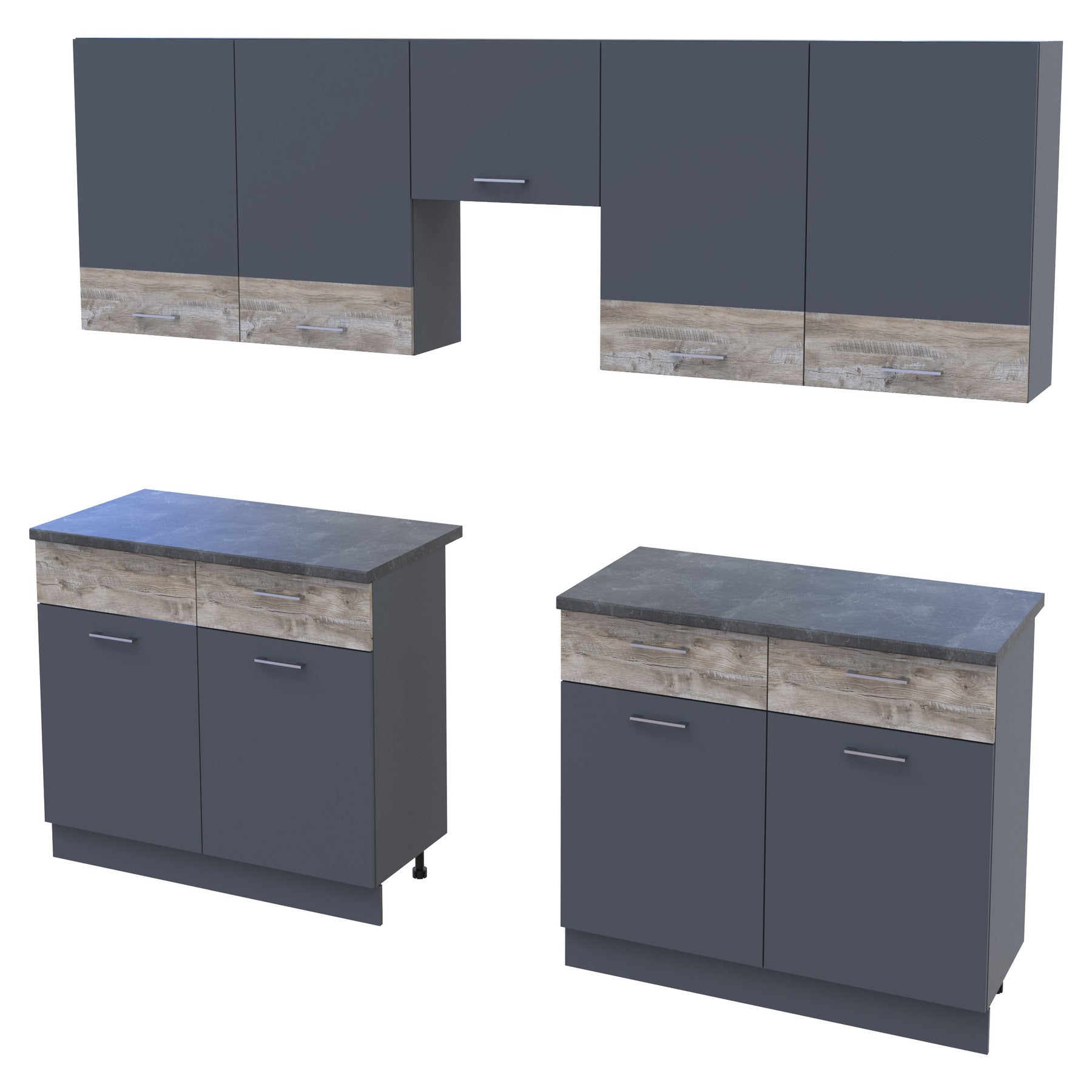 Кухня модульная Лея Doros 300х60х250 см Графит/Дуб клондайк (DRS-011377)