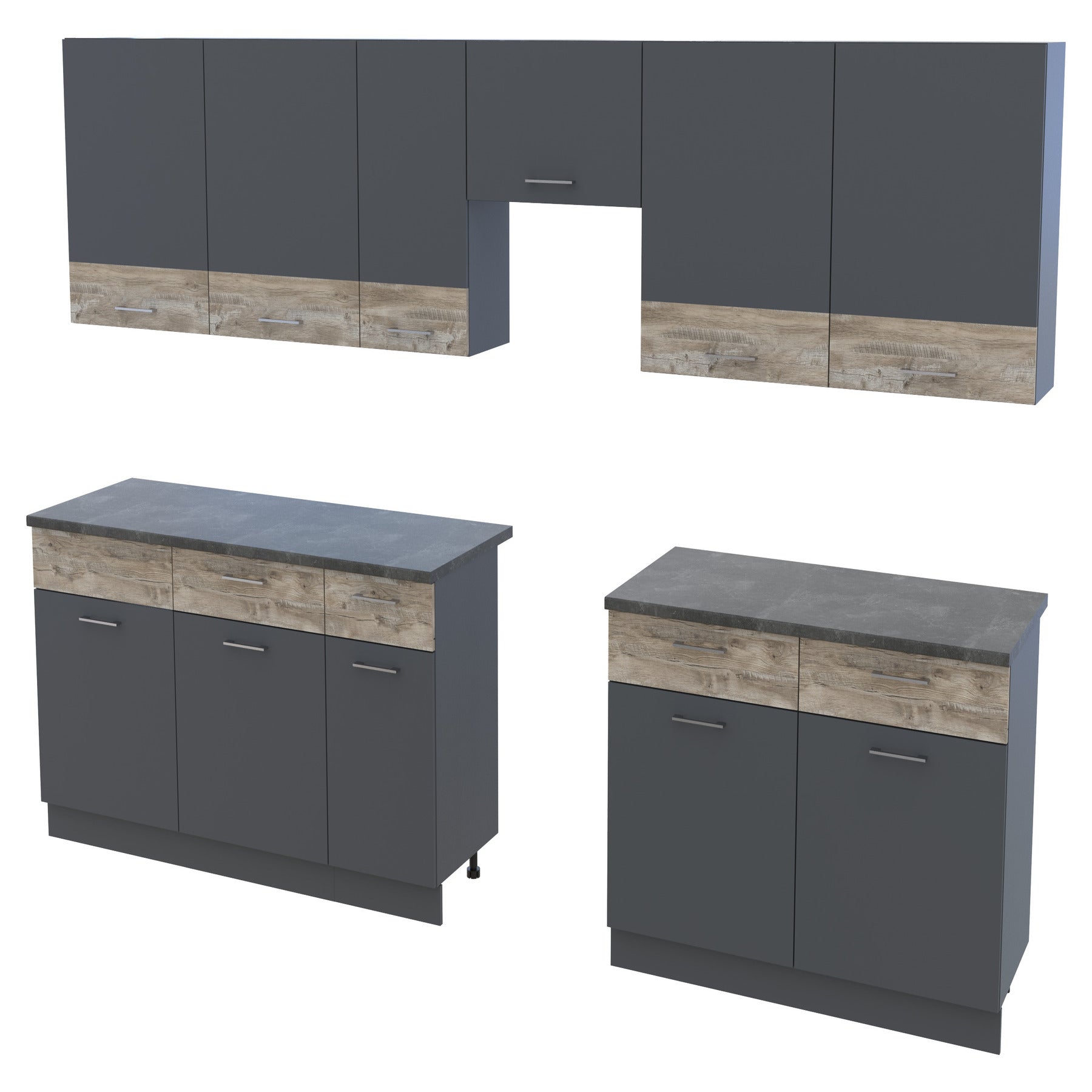 Кухня модульная Лея Doros 340х60х250 см Графит/Дуб клондайк (DRS-011375)